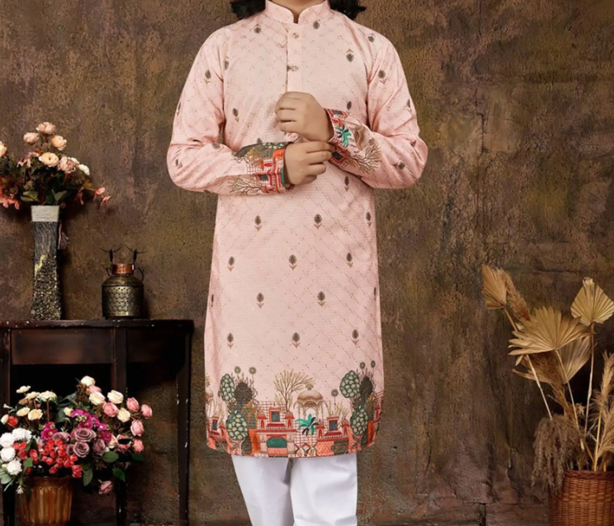 Father Son Matching Kurta Pajama Set | Twinning Heritage Handpainted Ethnic Wear